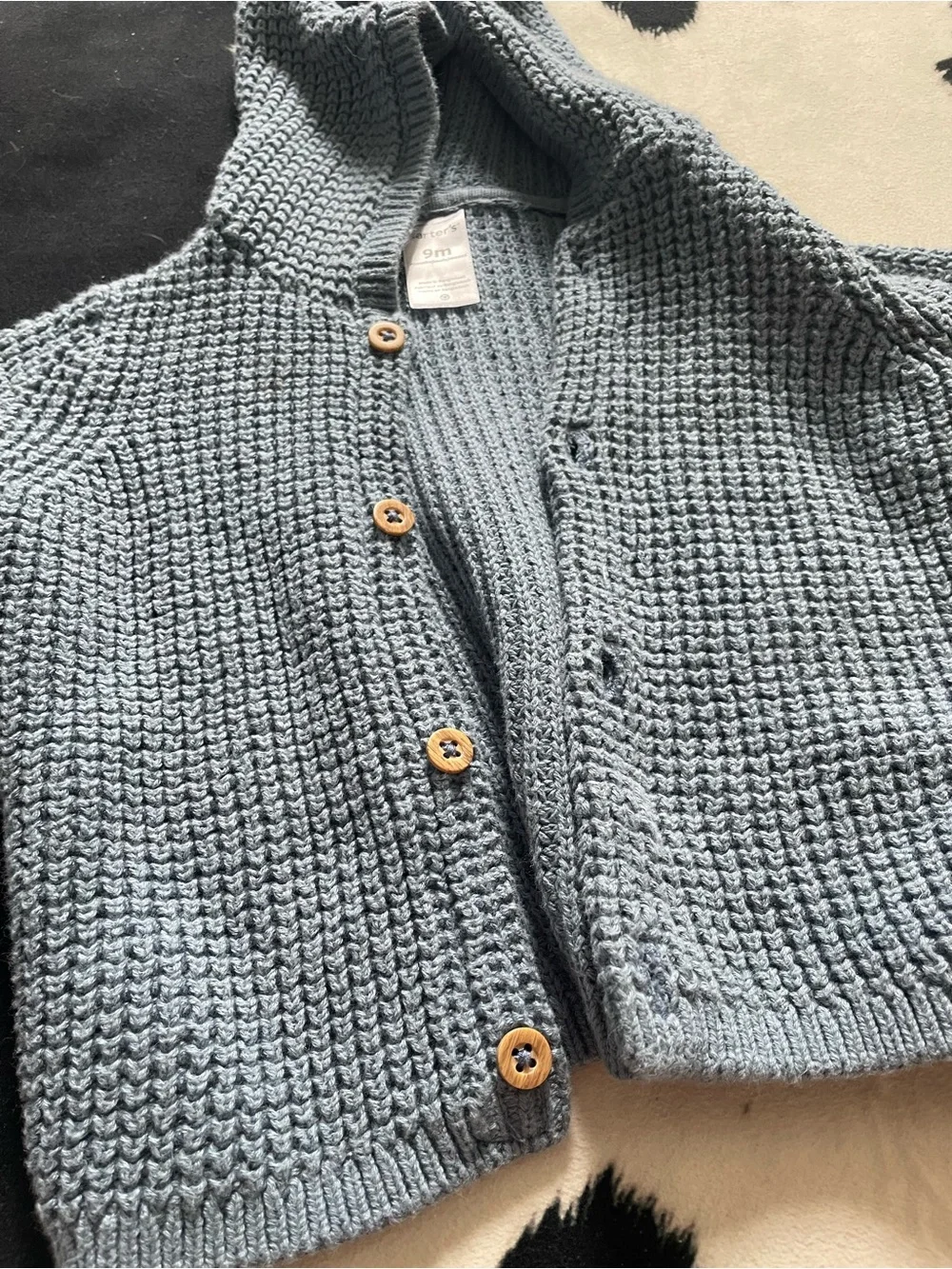Carter's Light Blue Knit Hooded Cardigan Sweater -Boy